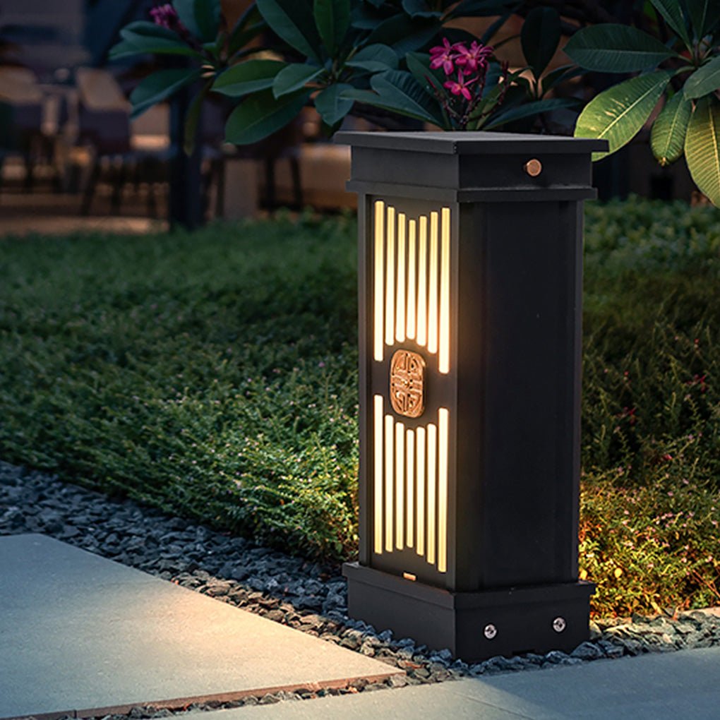 Traditional Retro Black LED Post Light for Outdoor Gardens