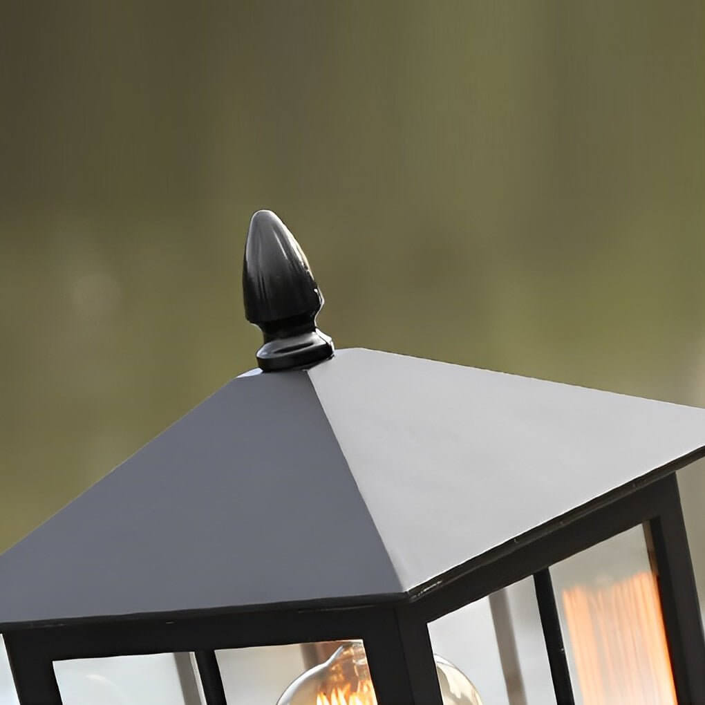 Traditional Square Waterproof LED Black Classic Solar Pillar Lights