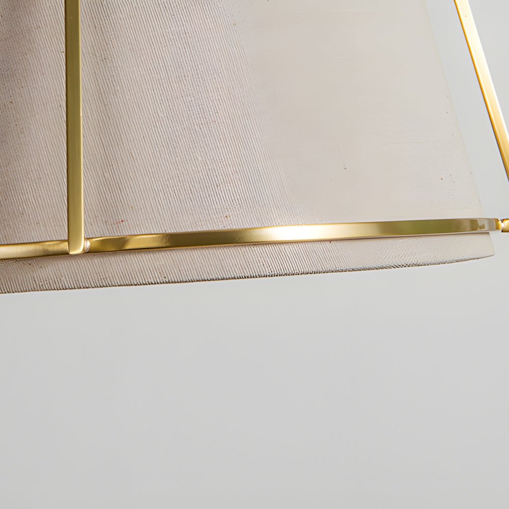 Trapezoid Pendant Light with Gold Frame and White Fabric Shade