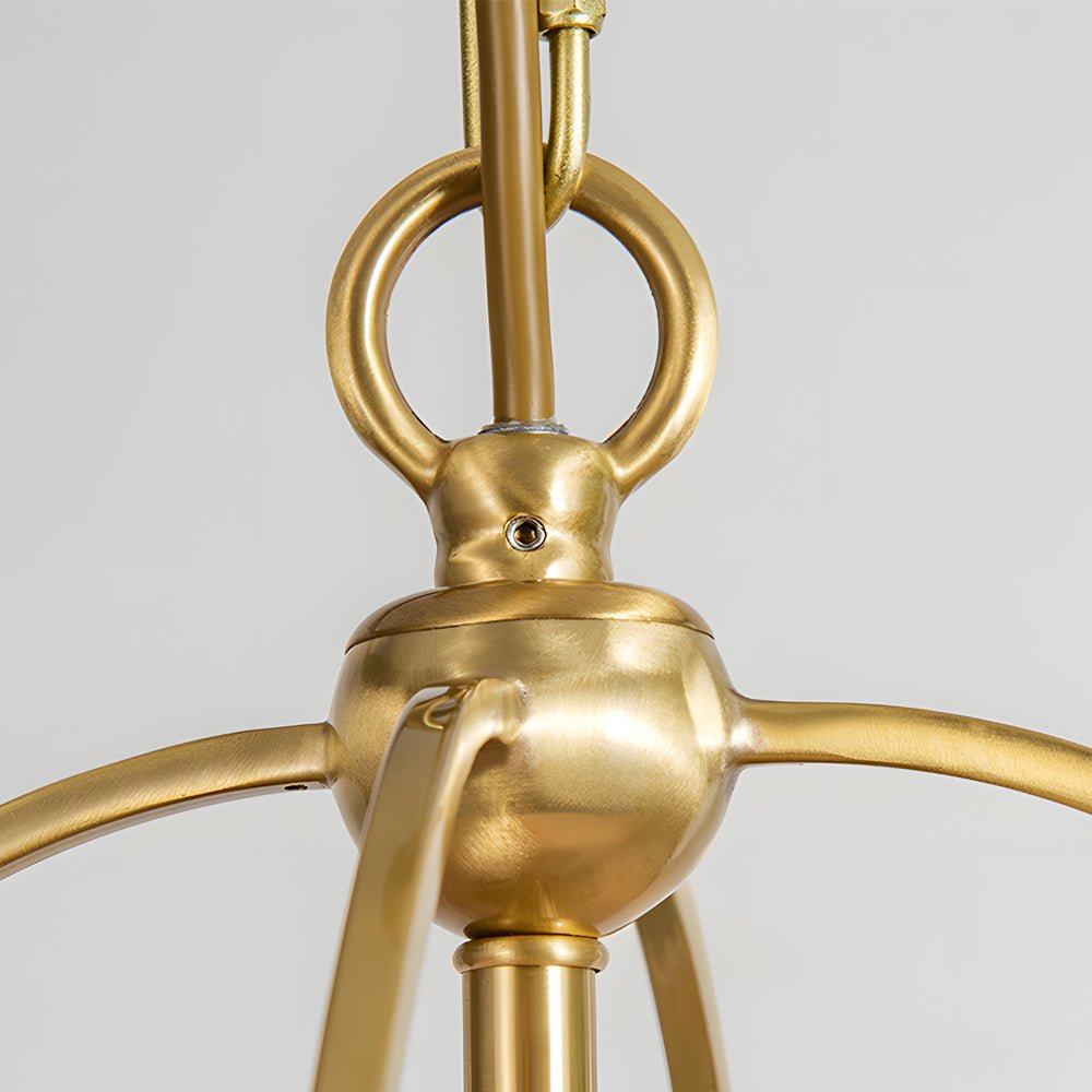 Trapezoid Pendant Light with Gold Frame and White Fabric Shade