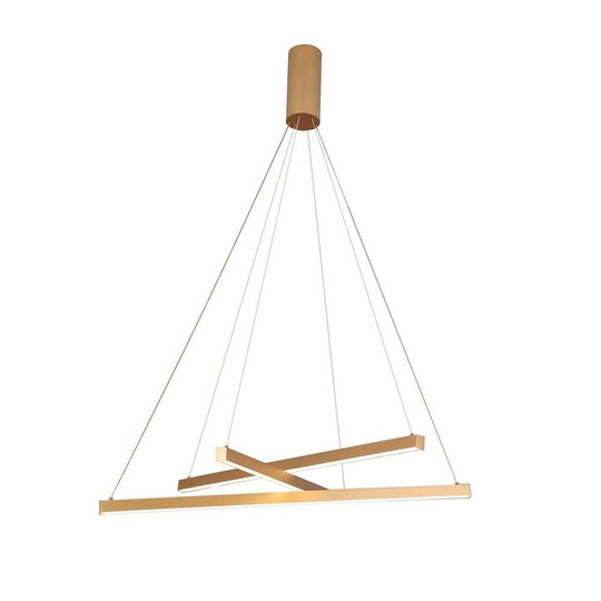 Modern 3-Light Gold Linear LED Chandelier – Aluminum Ceiling Pendant