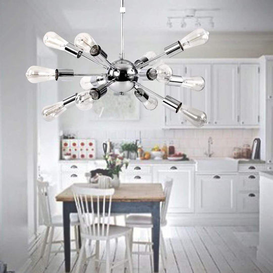 Modern Silver Sputnik Chandelier Dining Room & Kitchen Chandelier with 12 Bulbs