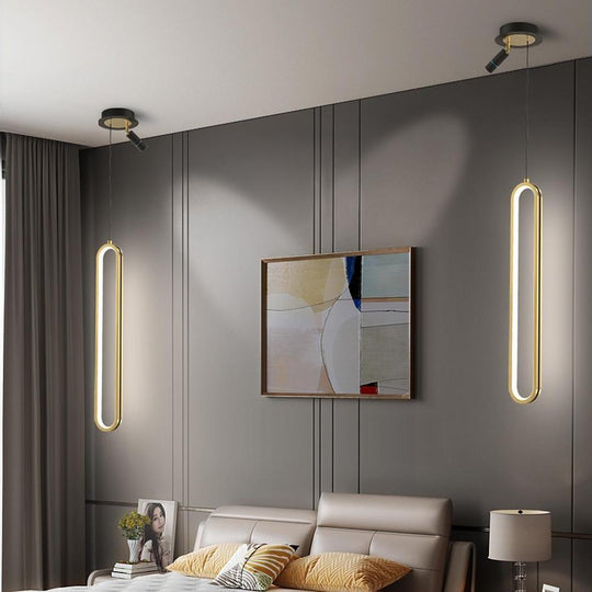 Elongated Modern Pendant Light Metal Acrylic Pendant Lighting