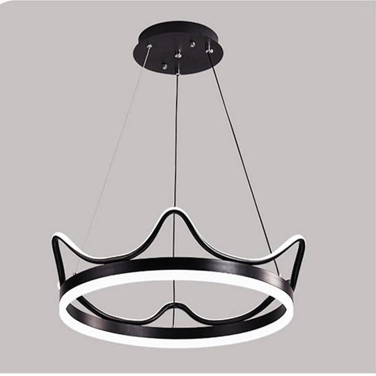 Dimmable LED Ring Chandelier Crown Design Modern Aluminum and Acrylic Pendant Light