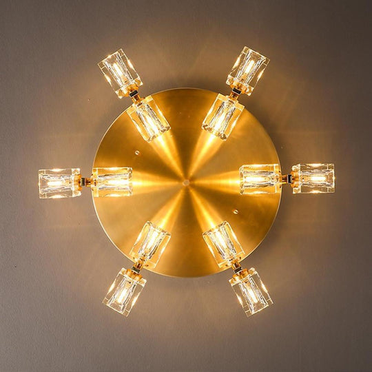 6-Light Crystal Brass LED Flush Mount Ceiling Light