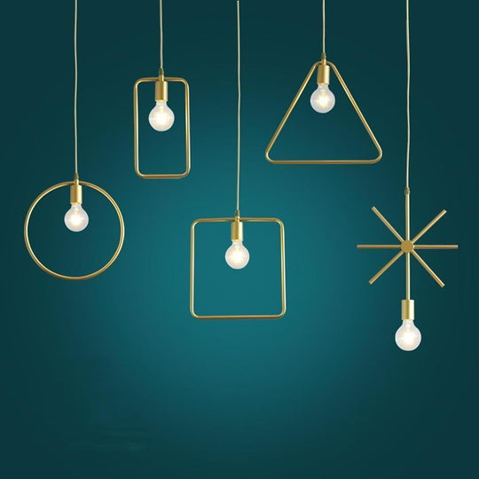 Metal Black and Gold Ceiling Light – Rounded Square Pendant