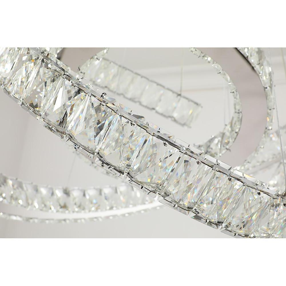 Wave LED Crystal Stainless Steel Chandelier