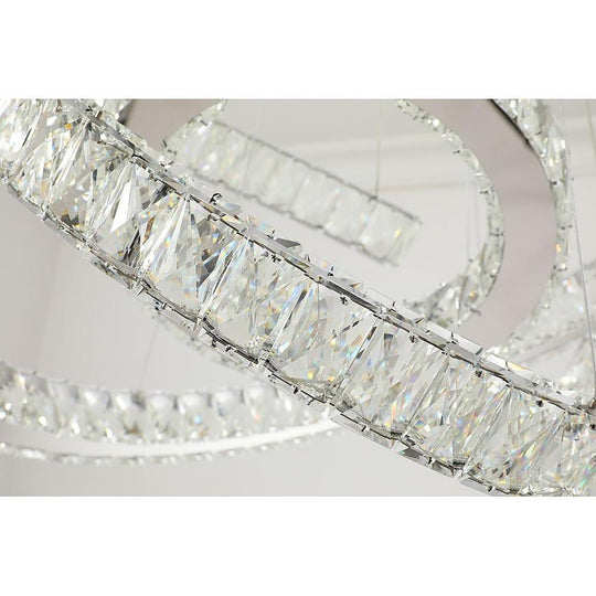 Wave LED Crystal Stainless Steel Chandelier