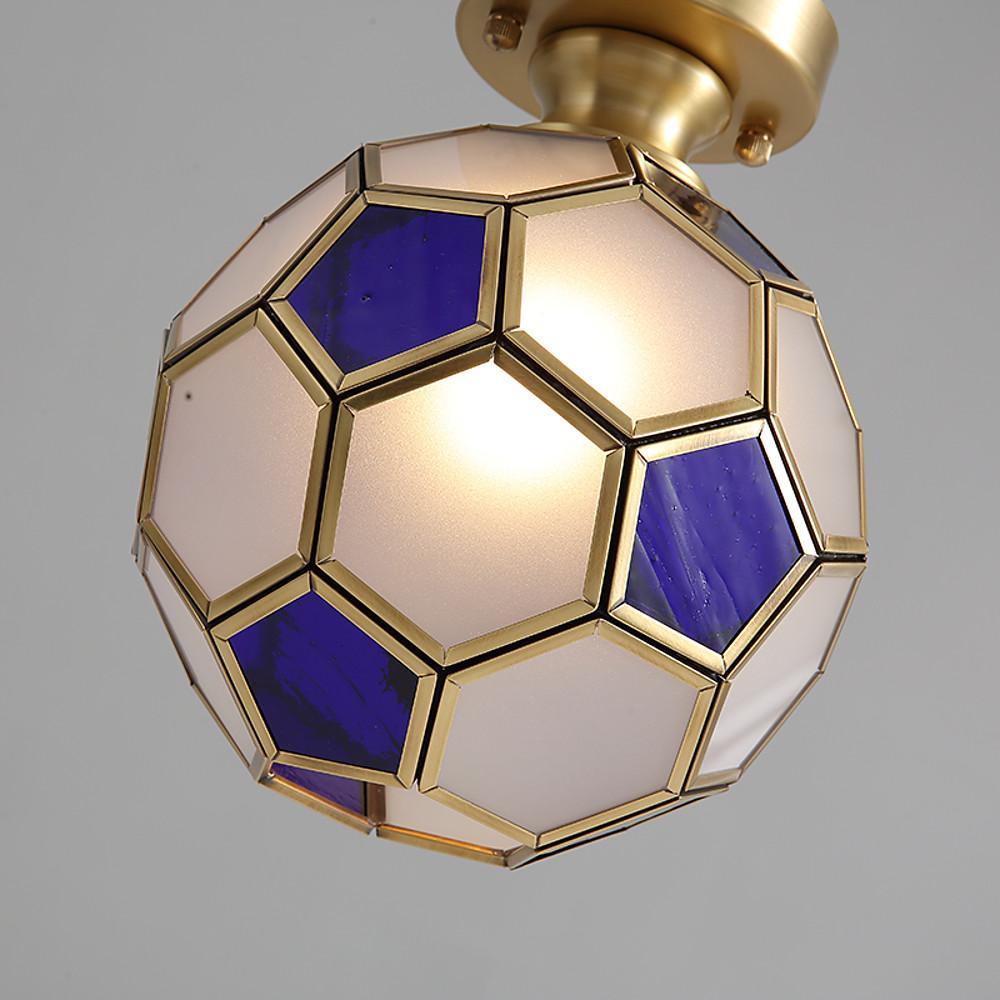 Football Electroplated Copper Glass LED Modern Ceiling Light – Flush Mount