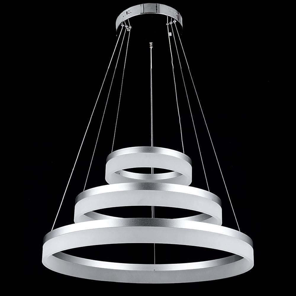 24'' Adjustable Three-Ring Vintage Metal Acrylic LED Chandelier Pendant Light