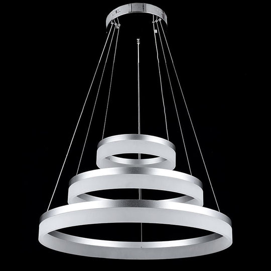 24'' Adjustable Three-Ring Vintage Metal Acrylic LED Chandelier Pendant Light