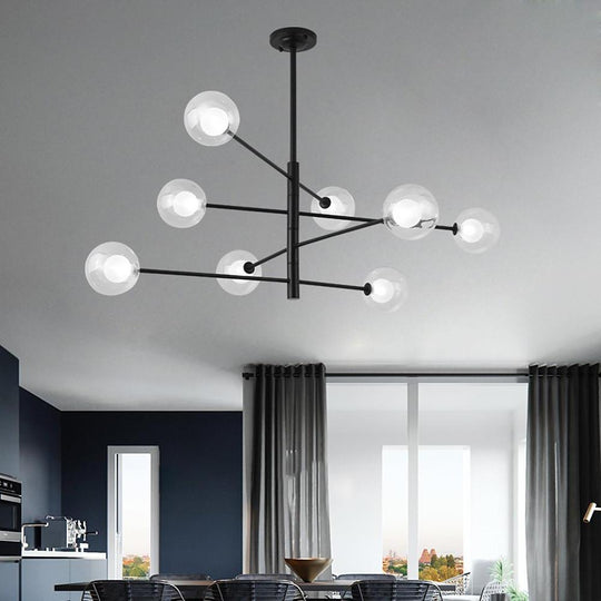 Linear Sputnik Chandelier with 8 Glass Shades