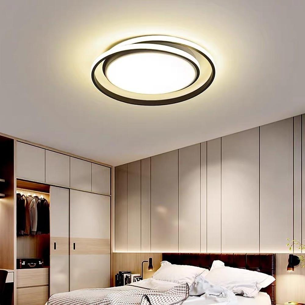 Creative Circular LED Modern Black Gold Flush Mount Ceiling Light