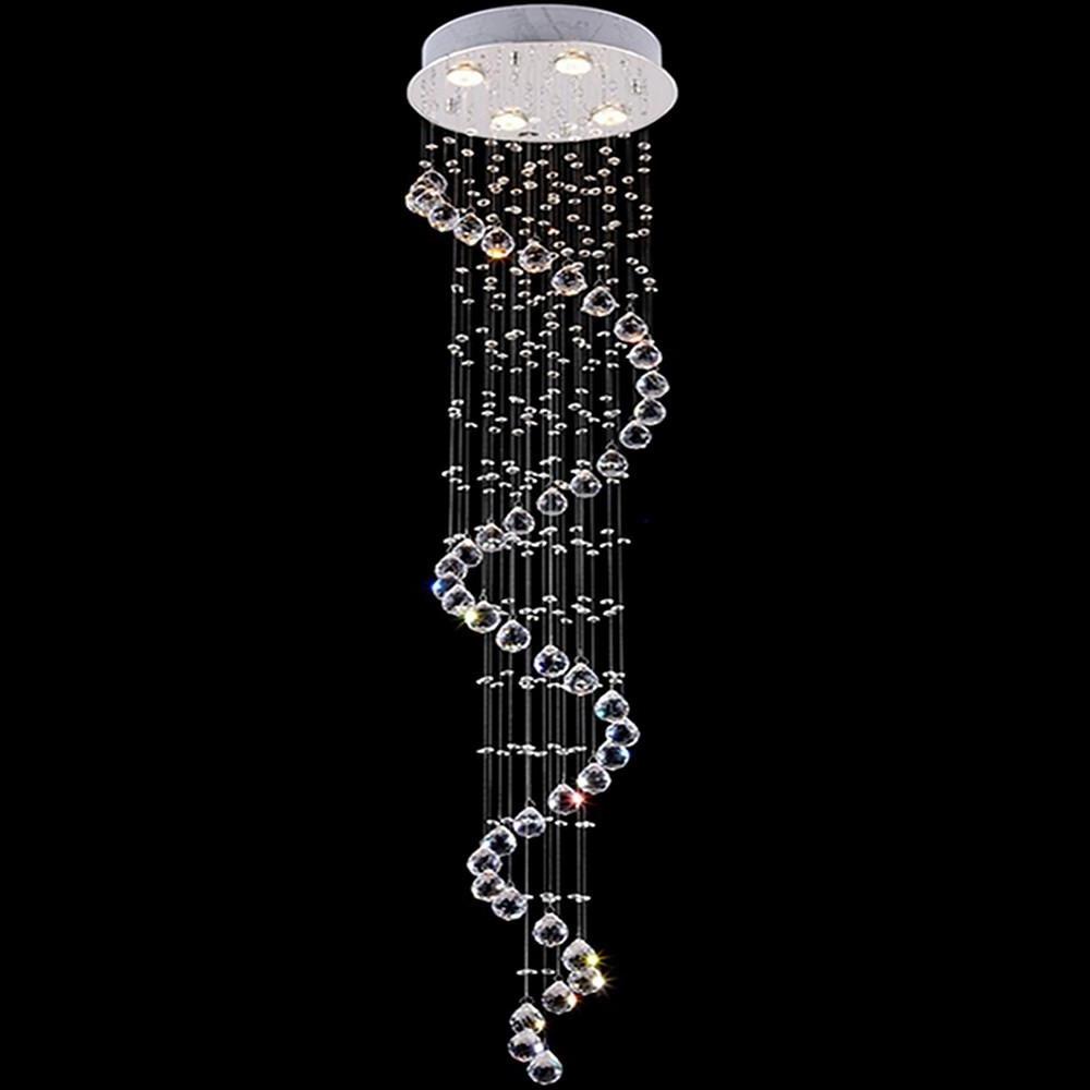 Multi-Spiral Contemporary Metal Crystal Chandelier