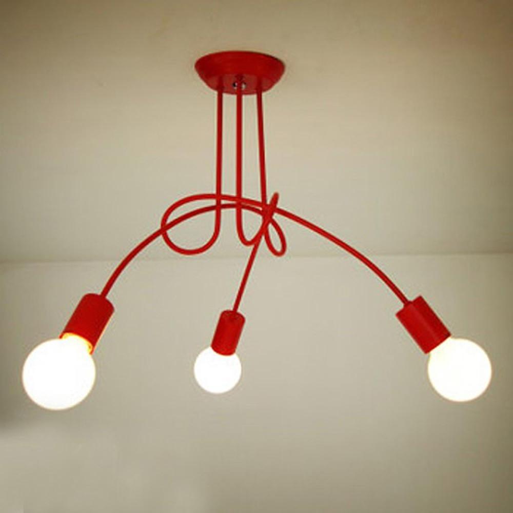 Simplistic Painted Metal Modern Chandelier with Exposed Twisted Stem
