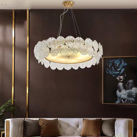 Shell-Inspired Glass and Acrylic LED Chandelier