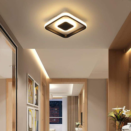 Dual Square LED Black Modern Flush Mount Ceiling Light