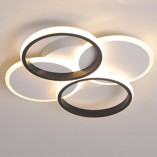 4-Circle Modern LED Flush Mount Ceiling Light – Geometric Design
