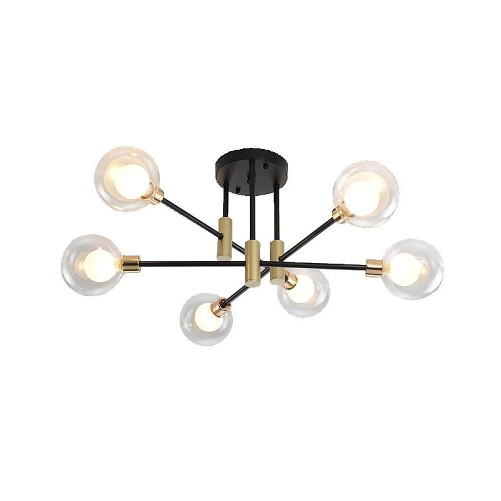 Modern Metal Glass Flush Mount Sputnik LED Bedroom Ceiling Light