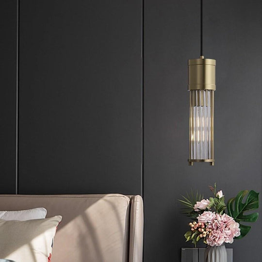 Cylinder Shaped LED Crystal Modern Pendant Light Island Hanging Lamp