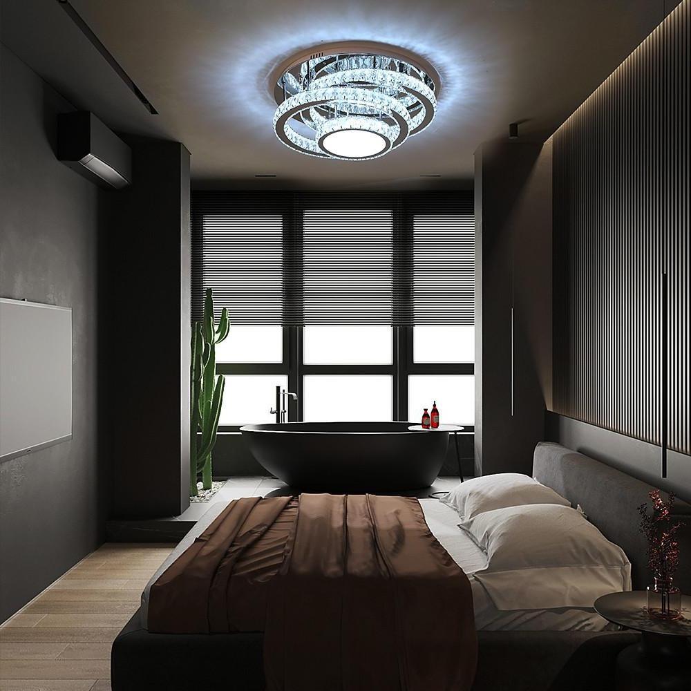 Gradated Flush Mount Ceiling Light – Industrial Acrylic & Stainless Steel LED