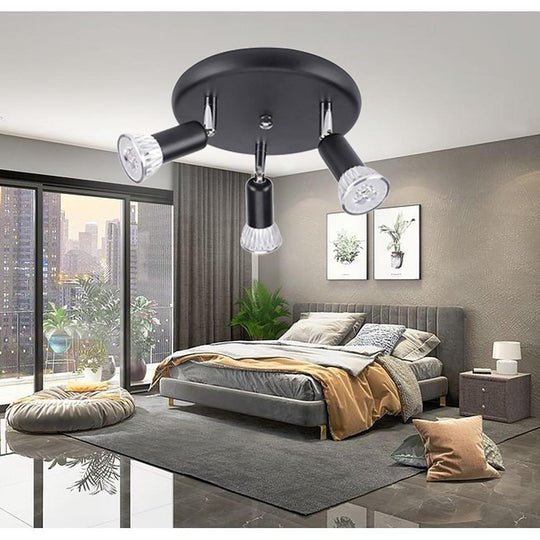 3-Light Industrial Modern Metal Black Flush Mount Ceiling Light