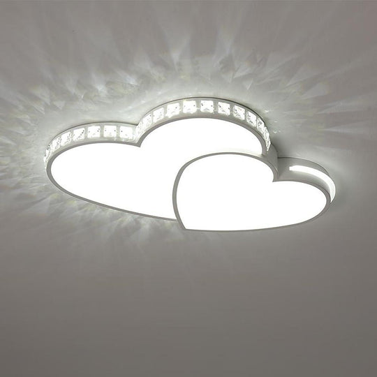 Two Heart Shaped Flush Mount Ceiling Light Dimmable LED Lamp