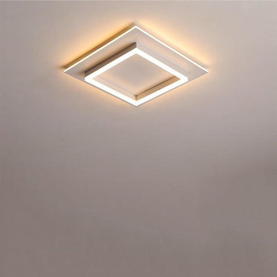 Two Square Shaped Modern LED Flush Mount Ceiling Light – Bedroom