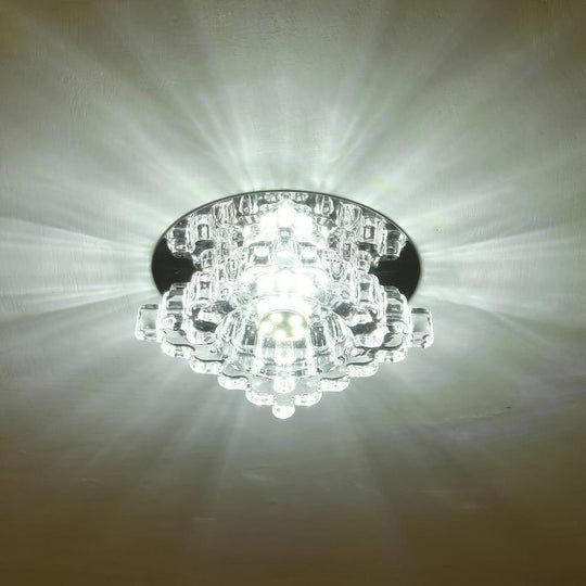 Geometric Crystal Flush Mount Ceiling Light – Modern LED Kitchen Fixture