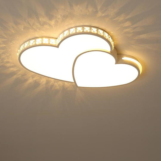 Two Heart Shaped Flush Mount Ceiling Light Dimmable LED Lamp