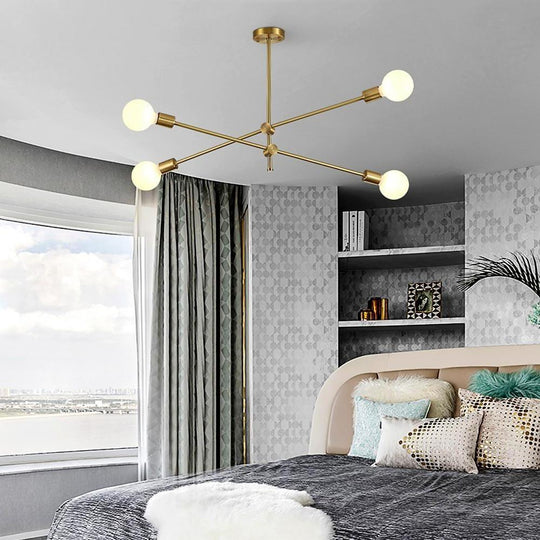 Nordic Style Copper Sputnik Chandelier with 4 Lights