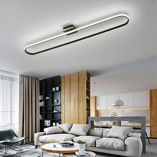 Rounded Rectangle Minimalist LED Flush Mount Ceiling Light