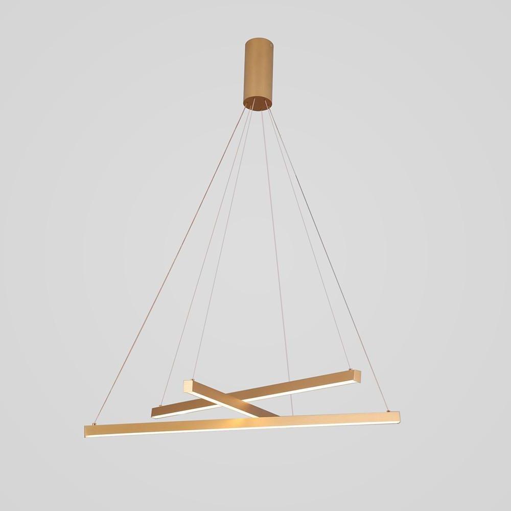 Modern 3-Light Gold Linear LED Chandelier – Aluminum Ceiling Pendant