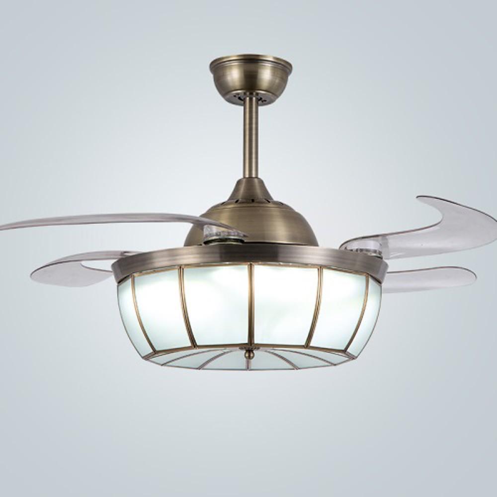 Bronze Finish 19 Inch Industrial Retractable Ceiling Fan with LED Light
