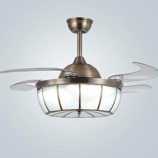 Bronze Finish 19 Inch Industrial Retractable Ceiling Fan with LED Light