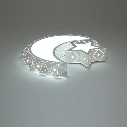 Moon and Star Shaped LED Flush Mount Ceiling Light – Modern Children’s Room Fixture