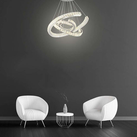 Wave LED Crystal Stainless Steel Chandelier