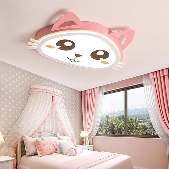 Kitten Bedroom Flush Mount LED Kids Ceiling Light