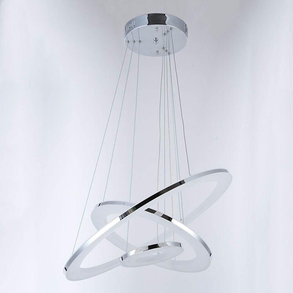 Adjustable LED 3 Ring Chandelier Modern 24" Hanging Ceiling Light