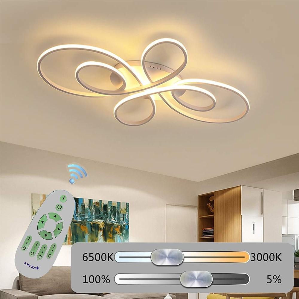 Artistic Curved Dimmable LED Modern Ceiling Light Chandelier Flush Mount Lighting