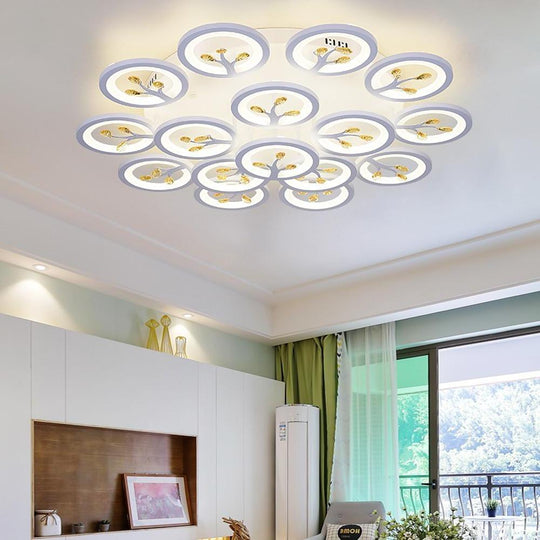 16 Lights Flower Dimmable LED White Nordic Ceiling Light – Flush Mount