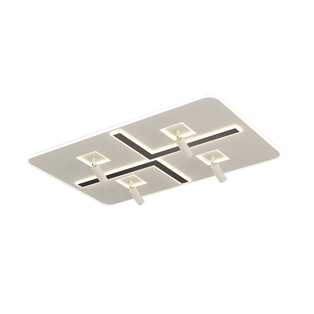 Ultra-Thin Rectangular Ceiling Light with Spotlights