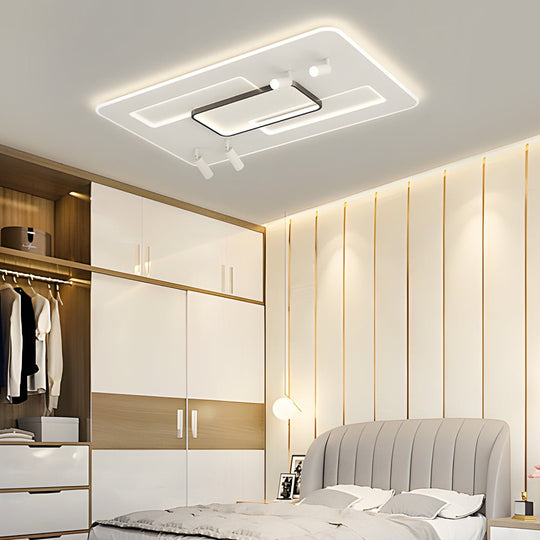 Ultra-Thin Rectangular Ceiling Light with Spotlights