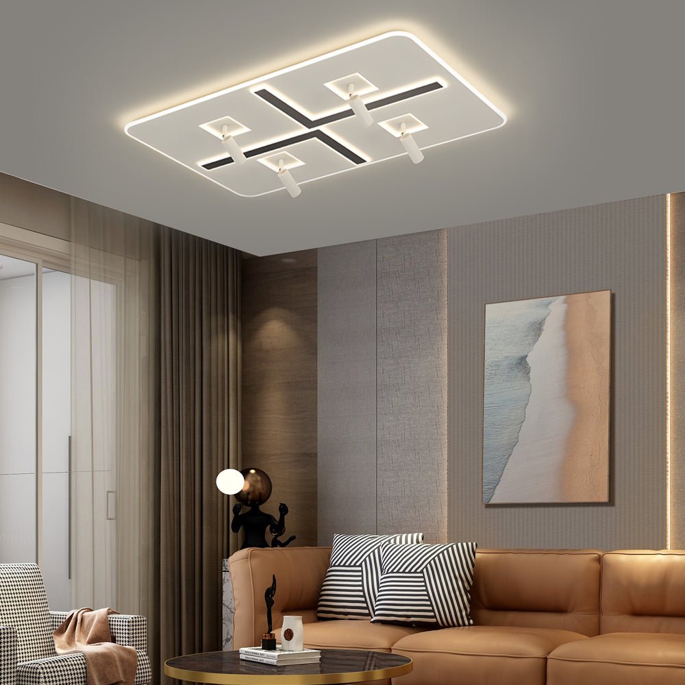 Ultra-Thin Rectangular Ceiling Light with Spotlights