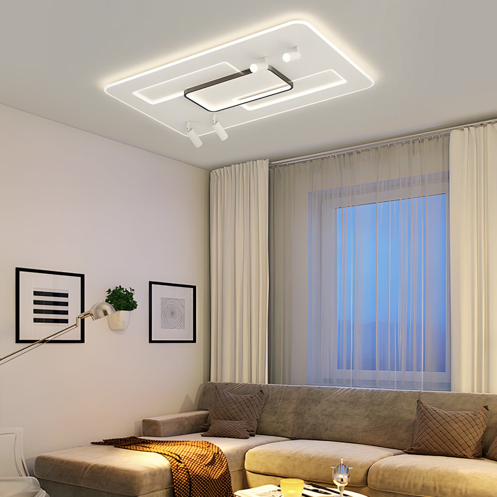 Ultra-Thin Rectangular Ceiling Light with Spotlights