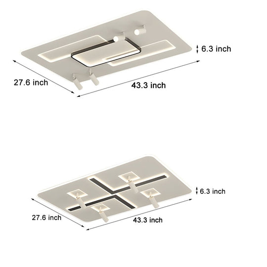 Ultra-Thin Rectangular Ceiling Light with Spotlights