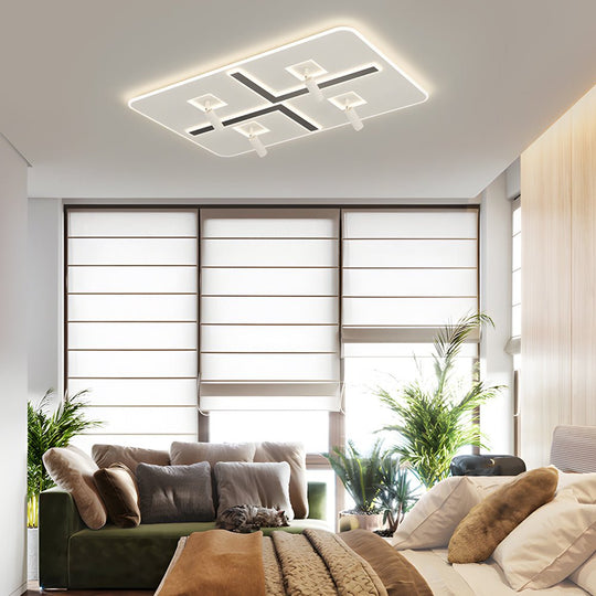Ultra-Thin Rectangular Ceiling Light with Spotlights