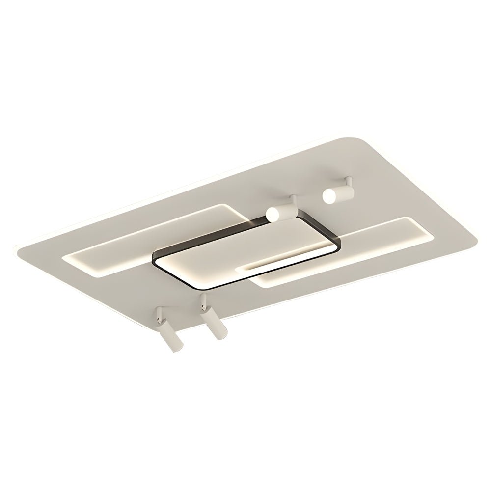 Ultra-Thin Rectangular Ceiling Light with Spotlights
