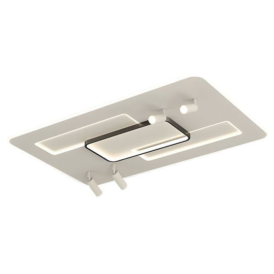Ultra-Thin Rectangular Ceiling Light with Spotlights