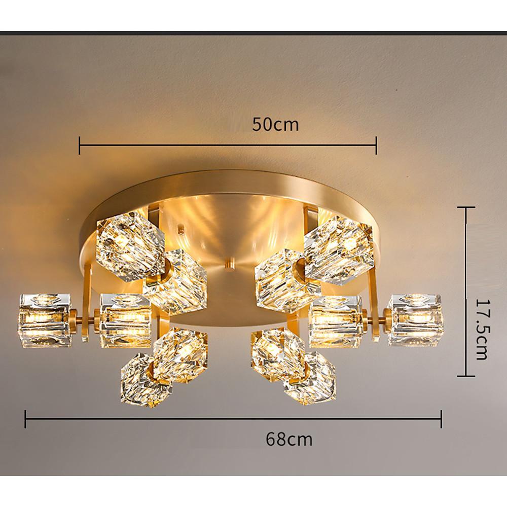 6-Light Crystal Brass LED Flush Mount Ceiling Light